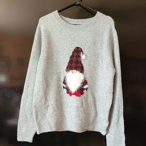 cupcakes & cashmere Gray Sweater with Plaid Gnome Design